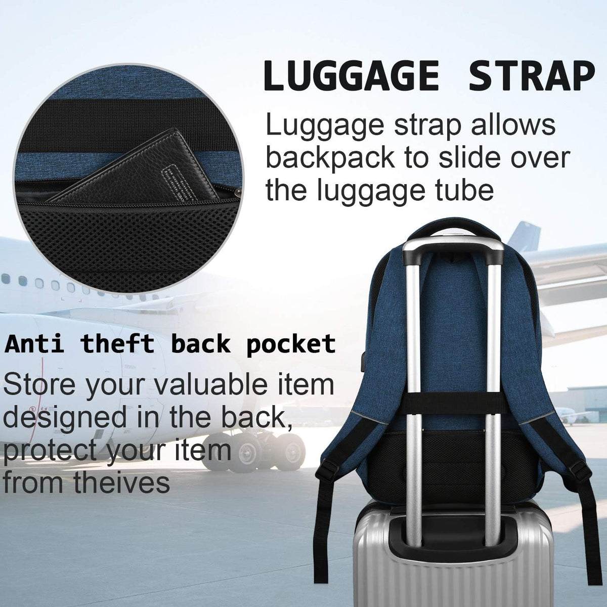 Premium Laptop Rugzak met USB-Oplaadpoort & Diefstalbeveiliging 15,6 inch - Waterafstotend & Ergonomisch