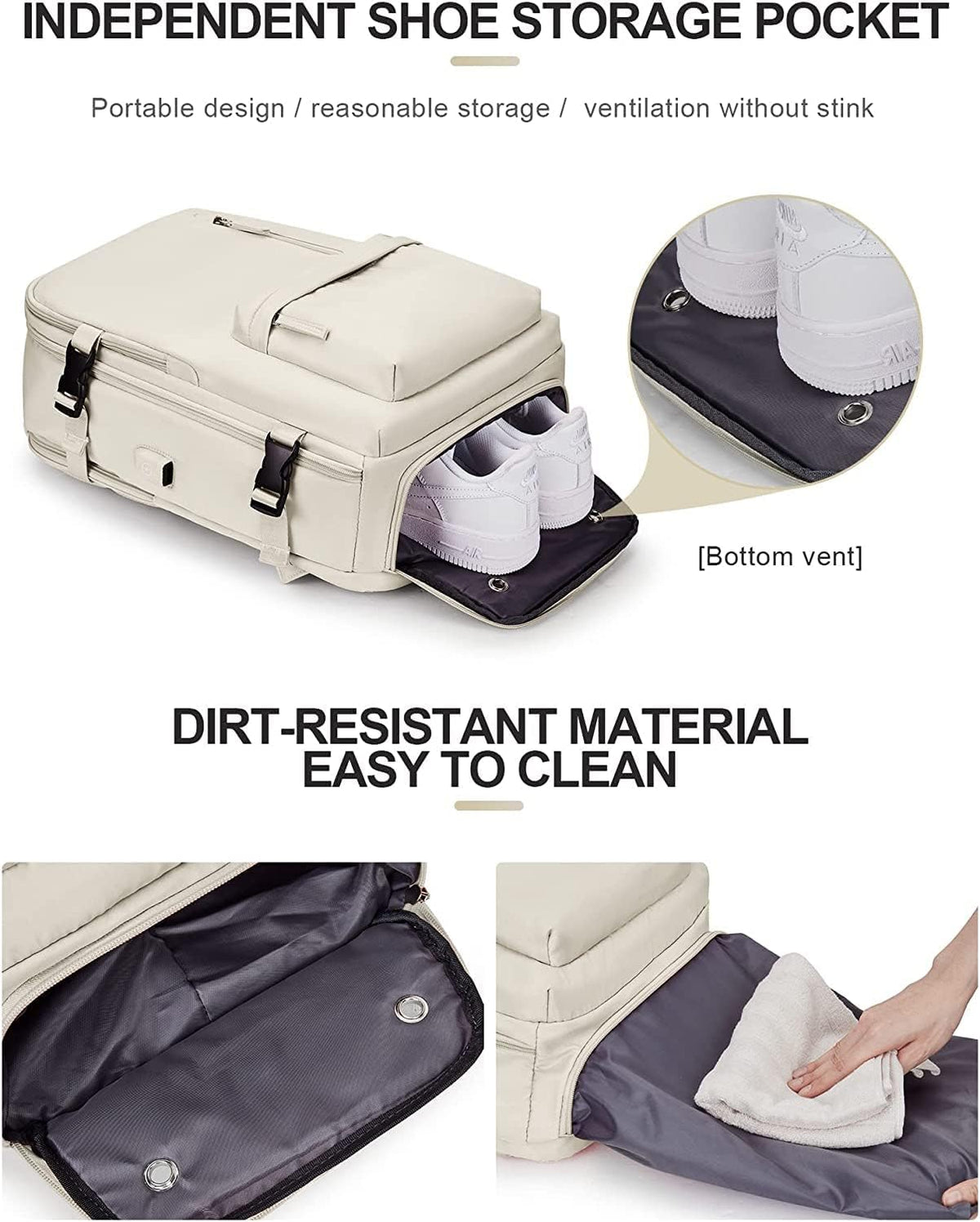 Waterbestendige Reistas 40L met Schoenenvak en USB-Poort - Geschikt voor Laptops tot 35,56 cm