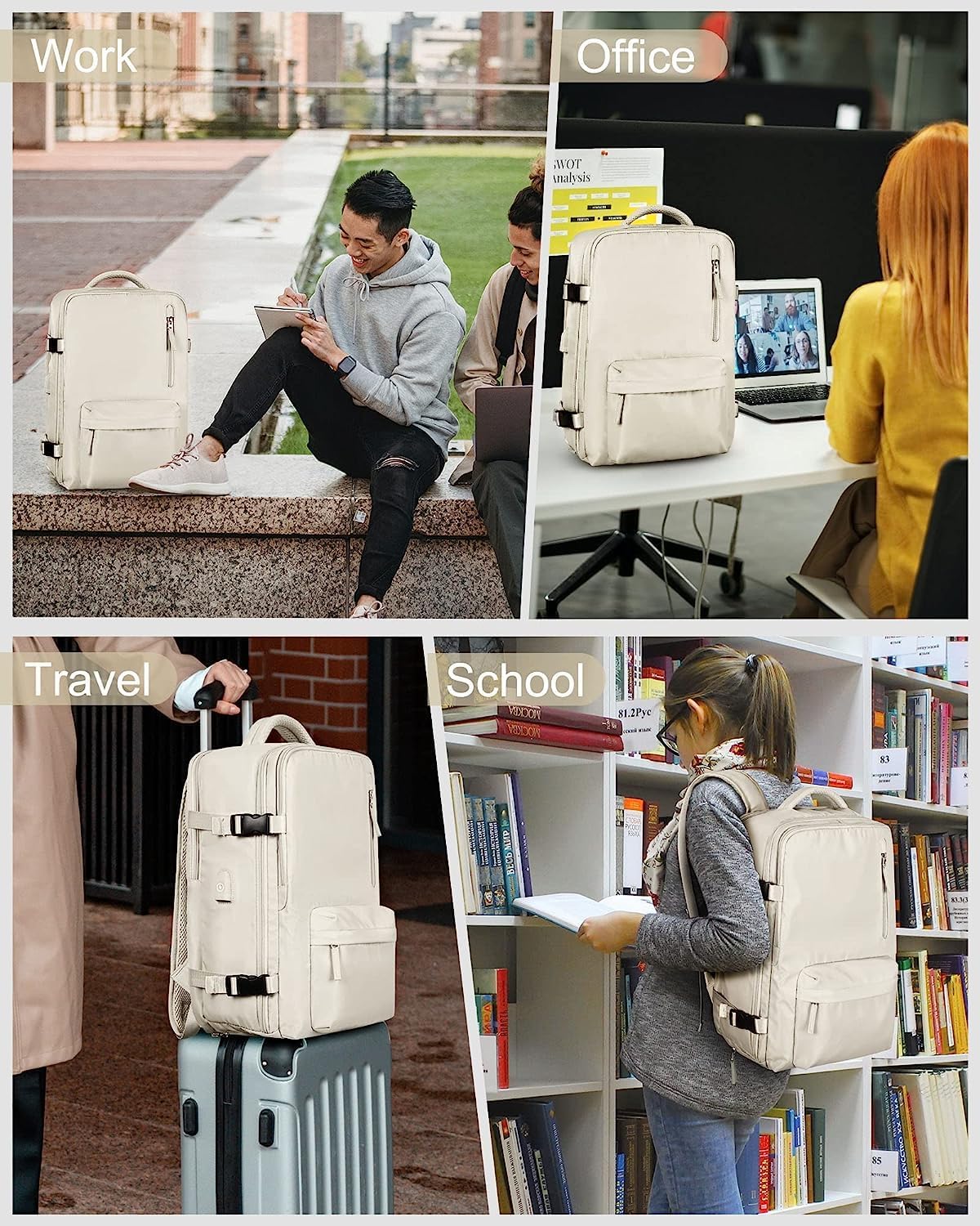 Waterbestendige Reistas 40L met Schoenenvak en USB-Poort - Geschikt voor Laptops tot 35,56 cm