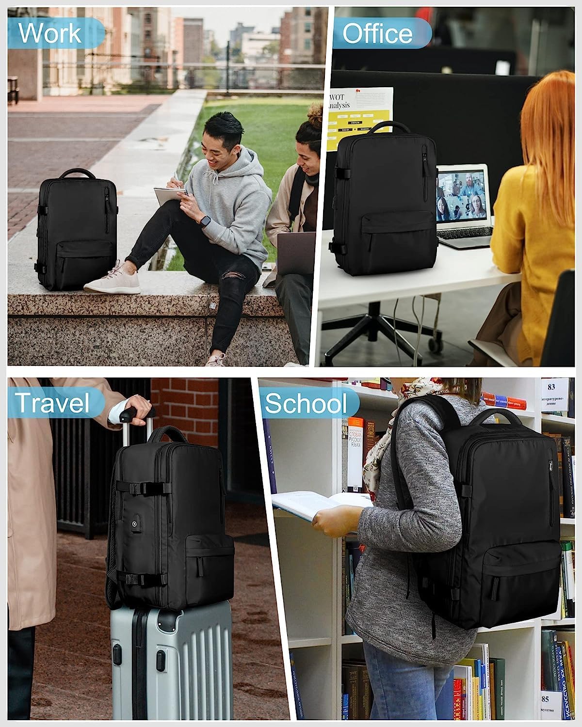 Waterbestendige Reistas 40L met Schoenenvak en USB-Poort - Geschikt voor Laptops tot 35,56 cm