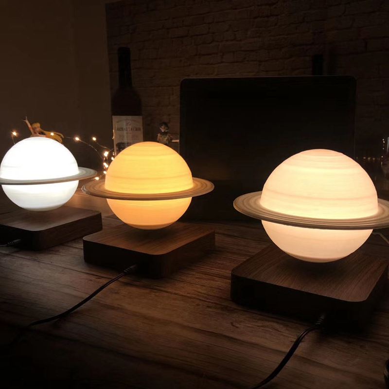 Zwevende Planeet Lamp met Magnetische Levitatietechnologie - Roterende Saturnus Nachtlamp met Verstelbare Verlichting - Houten Basis met 3D Print Details voor Woonkamer Slaapkamer Bureau Decoratie