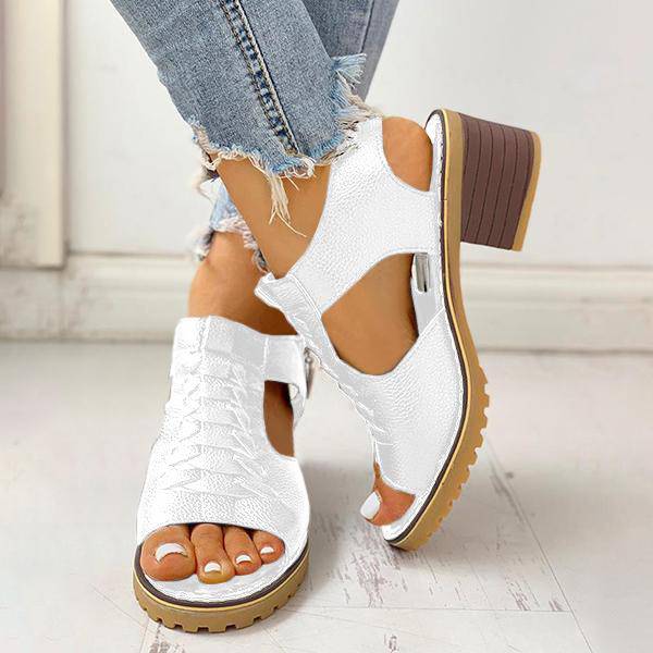 Dames Sandalen met Open Teen en Blokhak - Ritssluiting Plateau Zomerschoenen voor Feesten en Uitgaan