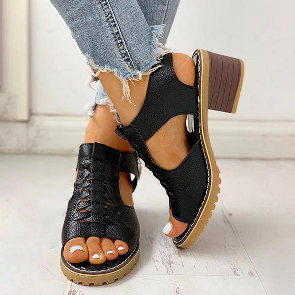Dames Sandalen met Open Teen en Blokhak - Ritssluiting Plateau Zomerschoenen voor Feesten en Uitgaan