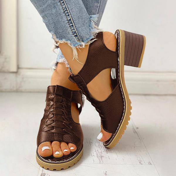 Dames Sandalen met Open Teen en Blokhak - Ritssluiting Plateau Zomerschoenen voor Feesten en Uitgaan