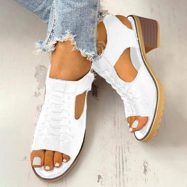 Dames Sandalen met Open Teen en Blokhak - Ritssluiting Plateau Zomerschoenen voor Feesten en Uitgaan