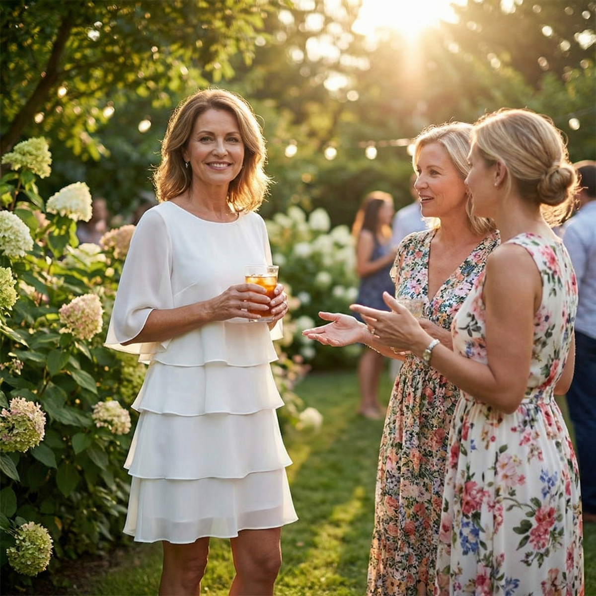 Gelaagde Ruffle Jurk voor Vrouwen - Vloeiende Chiffon met Vleugelmouwen & 4 Lagen