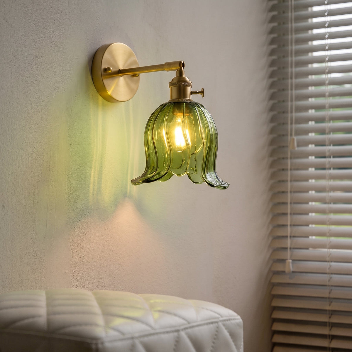 Glazen Wandlamp Bloembladontwerp Handgeblazen 3000K Warm Wit Licht Artistieke Muurverlichting Woonkamer