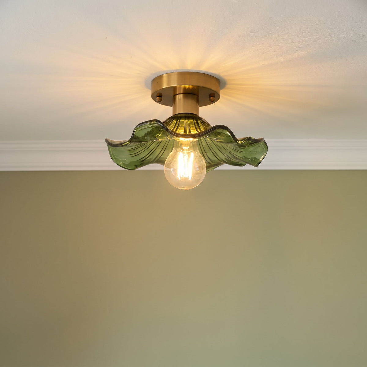 Glazen Plafondlamp Bloesemvorm Ø58cm Warm Wit LED 3000K Aluminium Armatuur Woonkamer Slaapkamer Verlichting