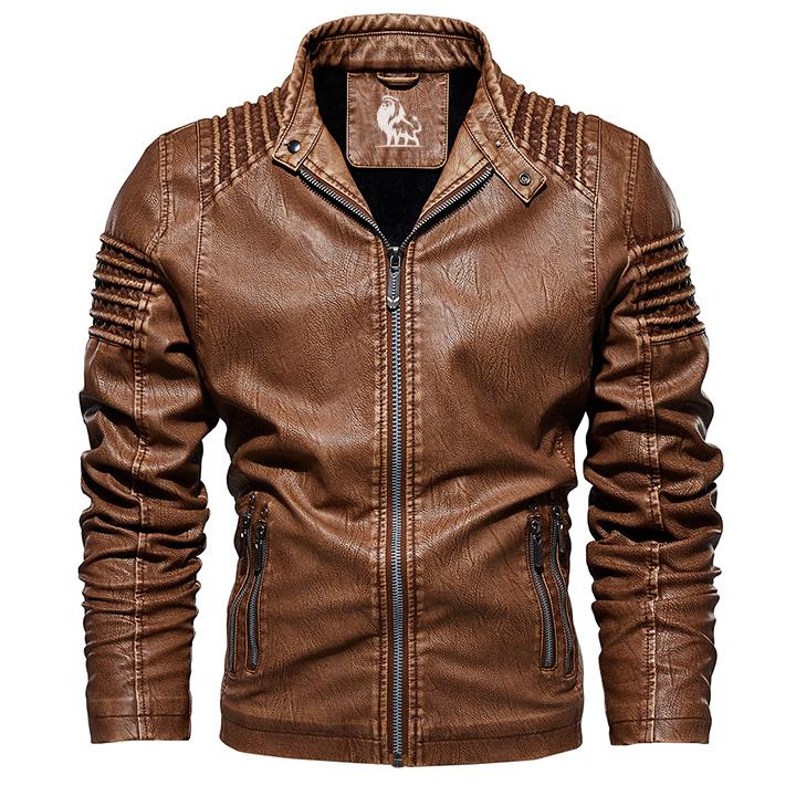 Leren Heren Motorjack Cognac met Kraag en Ritssluiting Vintage Stijl voor Stoere Casual Look Elke Dag