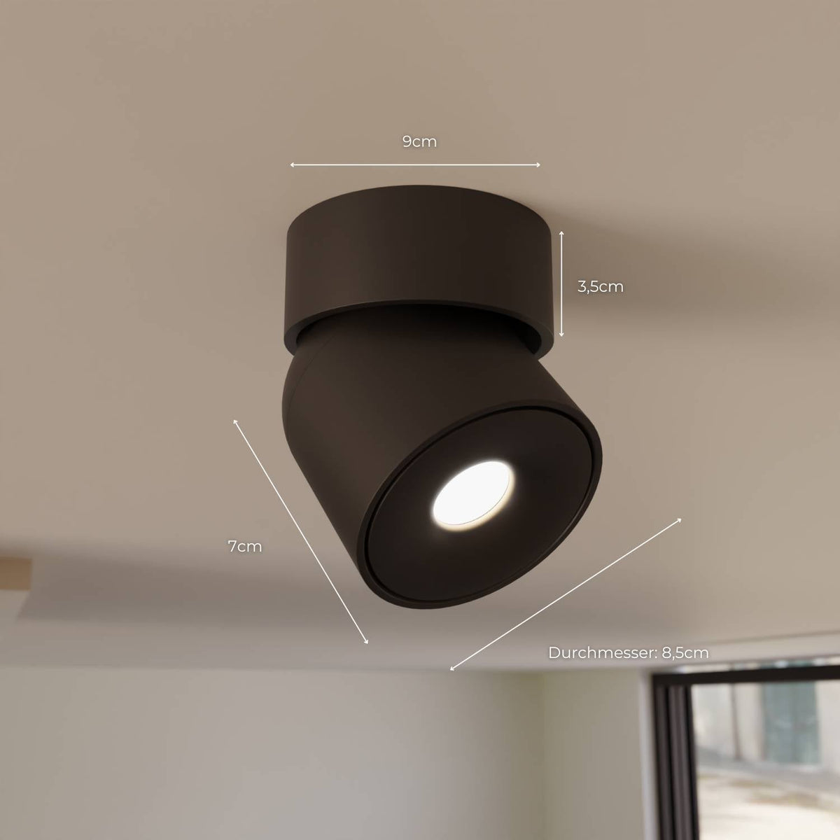 Verstelbare plafondlamp met draaibare lichtkop en warm 2700k licht