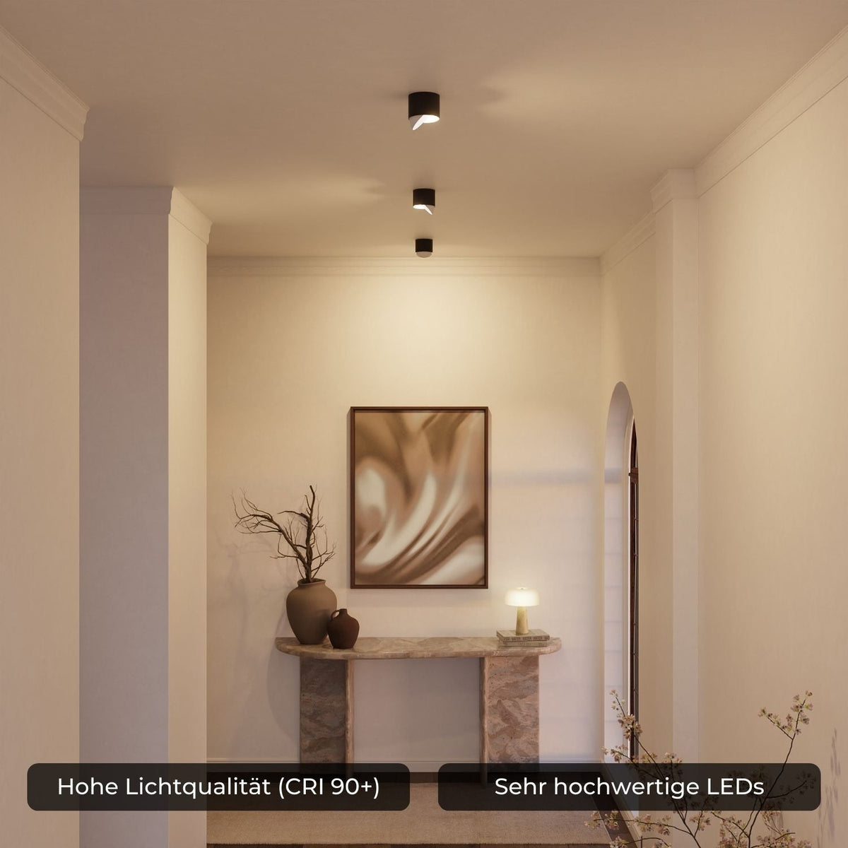 Verstelbare led plafondlamp met gericht warm 2700k licht voor hal keuken en woonkamer
