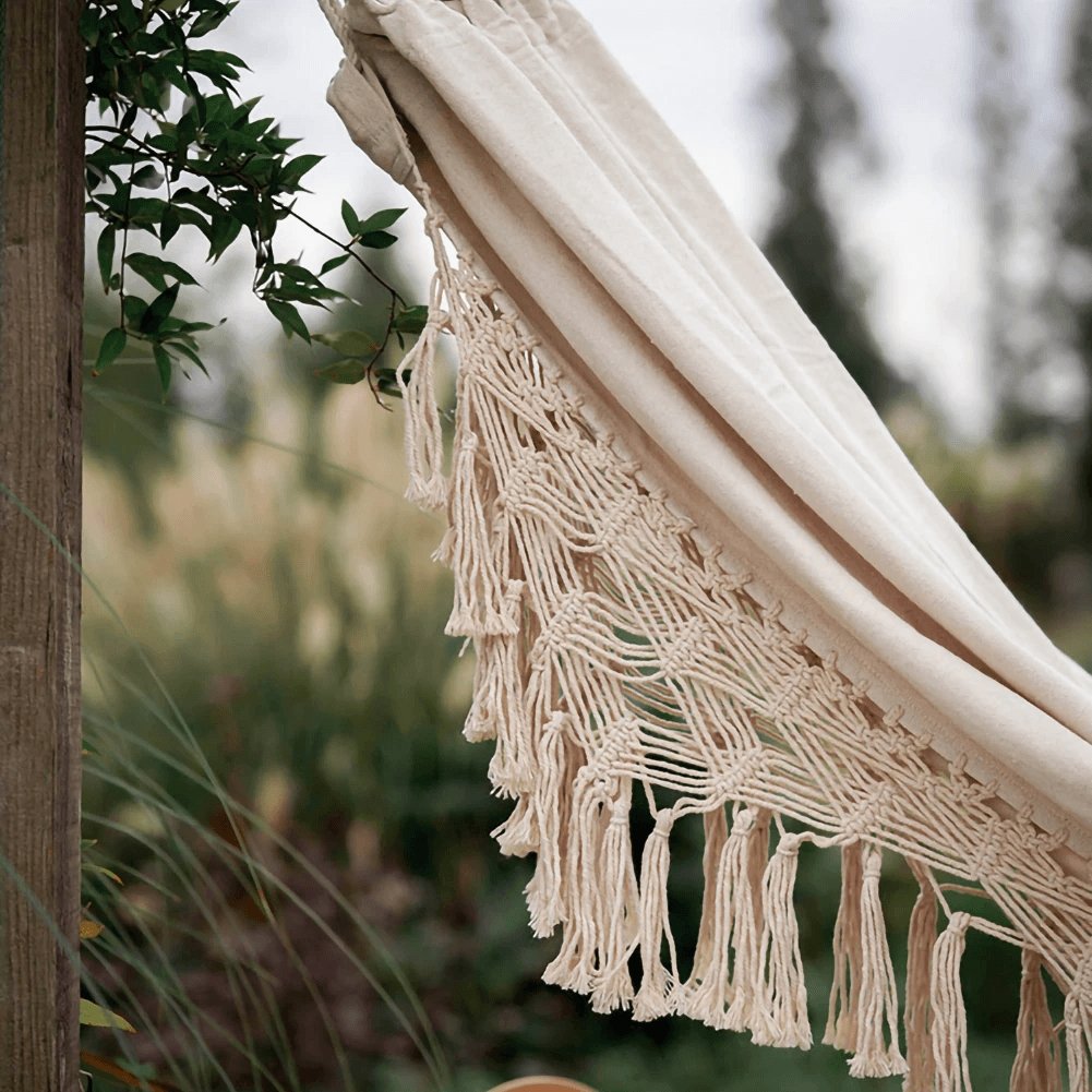 Handgeweven Hangmat Katoenen Touw Boho-Stijl Tweepersoons Draagbaar 200x150cm