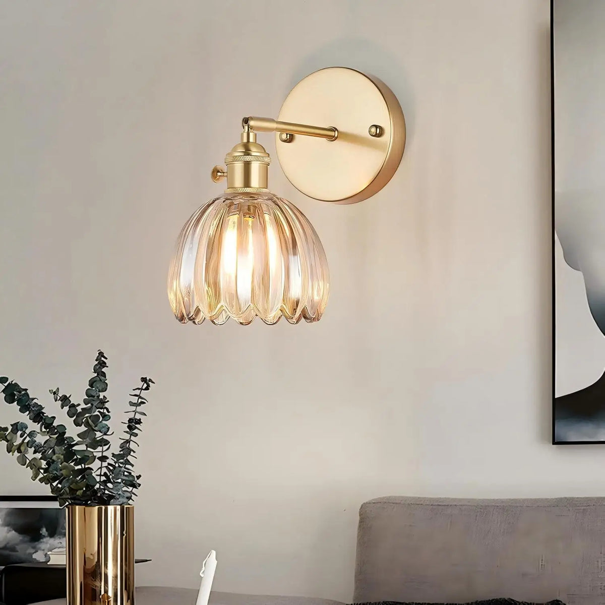 Retro Wandlamp Tulpvormige Glazen Kap E27 Fitting Slaapkamer Hal Woonkamer Eetkamer Interieur Verlichting