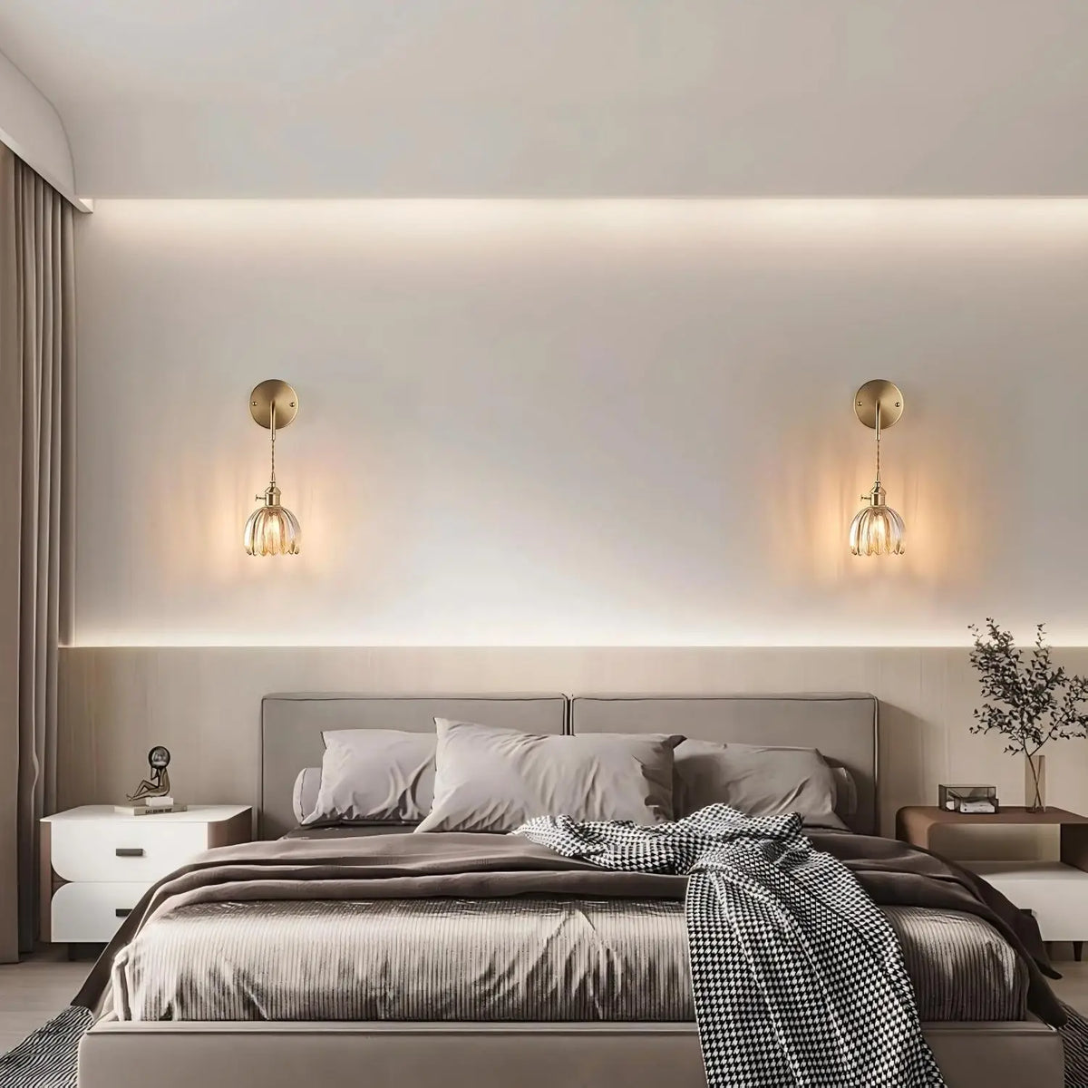 Retro Wandlamp Tulpvormige Glazen Kap E27 Fitting Slaapkamer Hal Woonkamer Eetkamer Interieur Verlichting