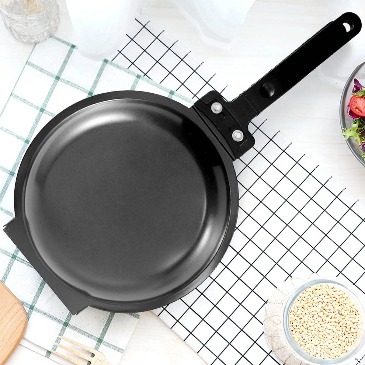 Dubbelzijdige Pannenkoekenpan 19 cm Anti-aanbak Zwart Voor Pannenkoeken Omelet Eierpan Omkeerbare Koekenpan