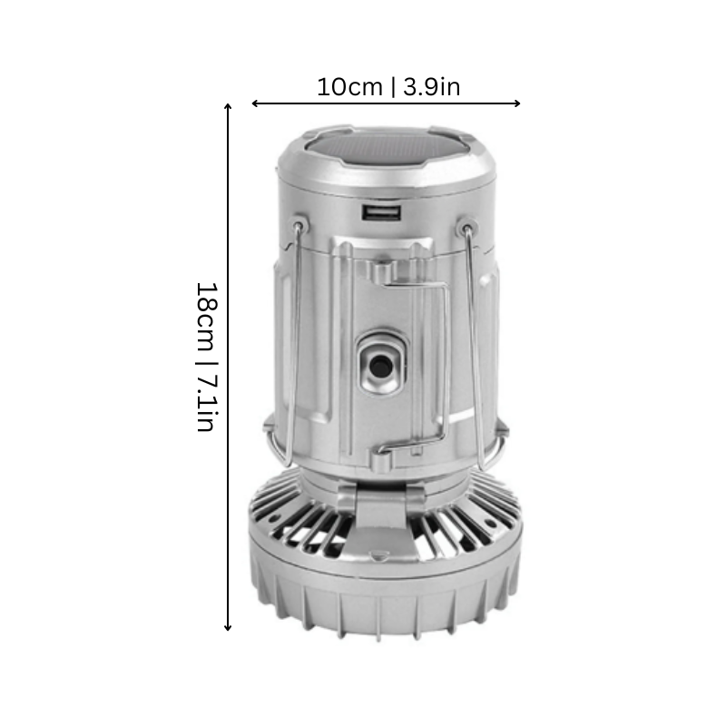 Zonne-energie Lantaarn met Ventilator Oplaadbaar LED Buitenlamp Camping Koeling Ophanghaak Outdoor Verlichting