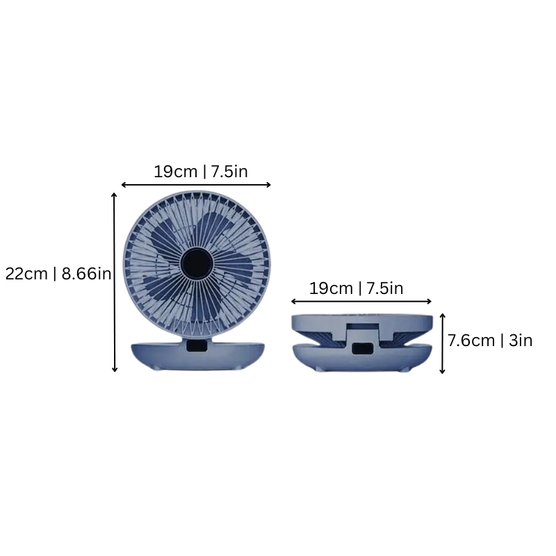 Draagbare Ventilator Verstelbaar 120° Oscillatie USB Oplaadbaar 4 Snelheden Fluisterstil Tafel Wandmontage