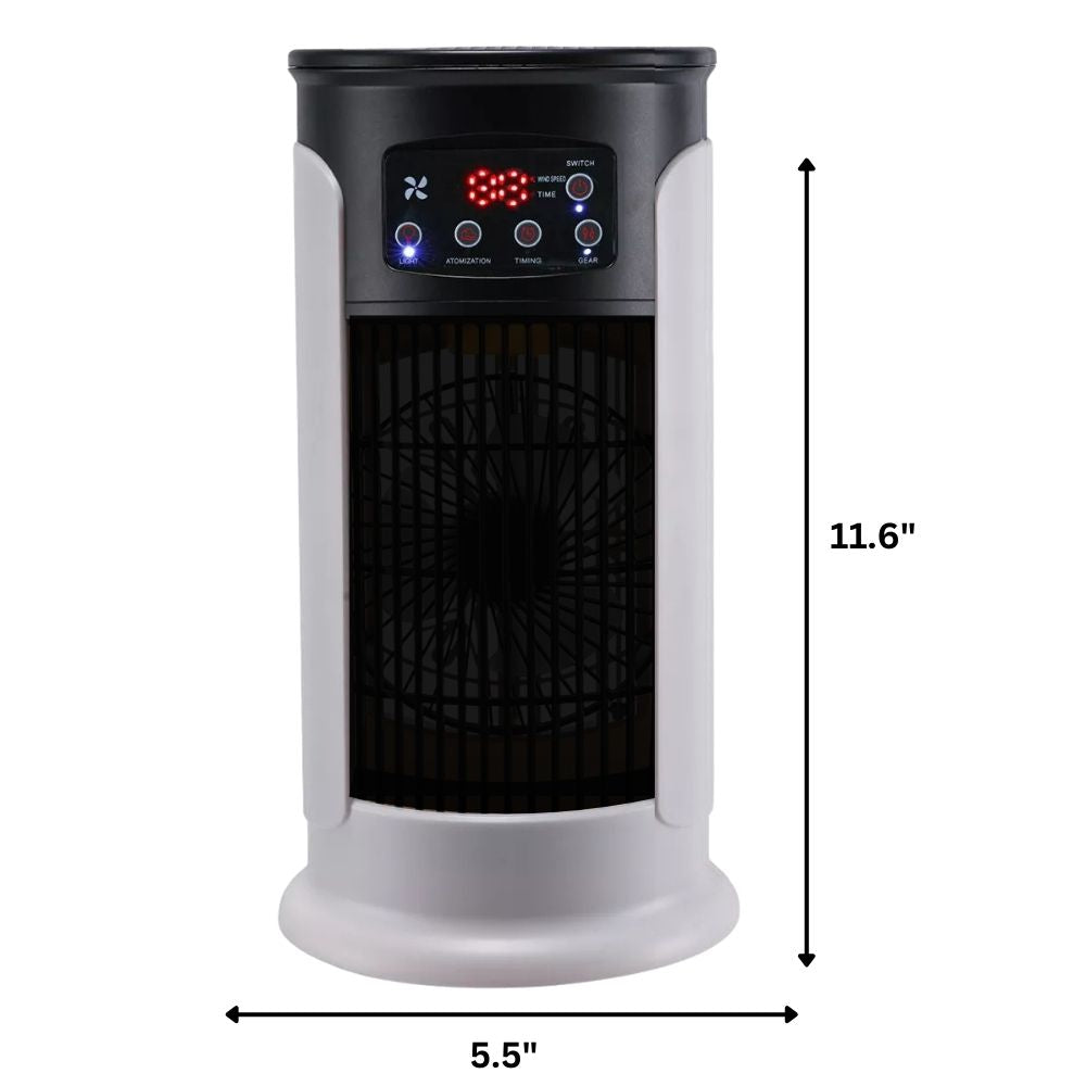 Mobiele Luchtkoeler 5-in-1 Verdamping Ventilator Verrijdbaar 300ml Watertank Energiezuinig Stilstand Thuiskantoor
