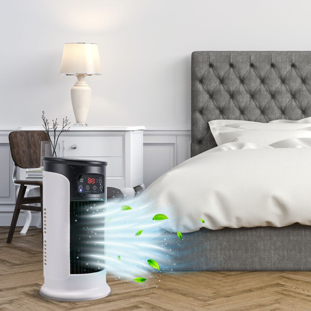 Mobiele Luchtkoeler 5-in-1 Verdamping Ventilator Verrijdbaar 300ml Watertank Energiezuinig Stilstand Thuiskantoor