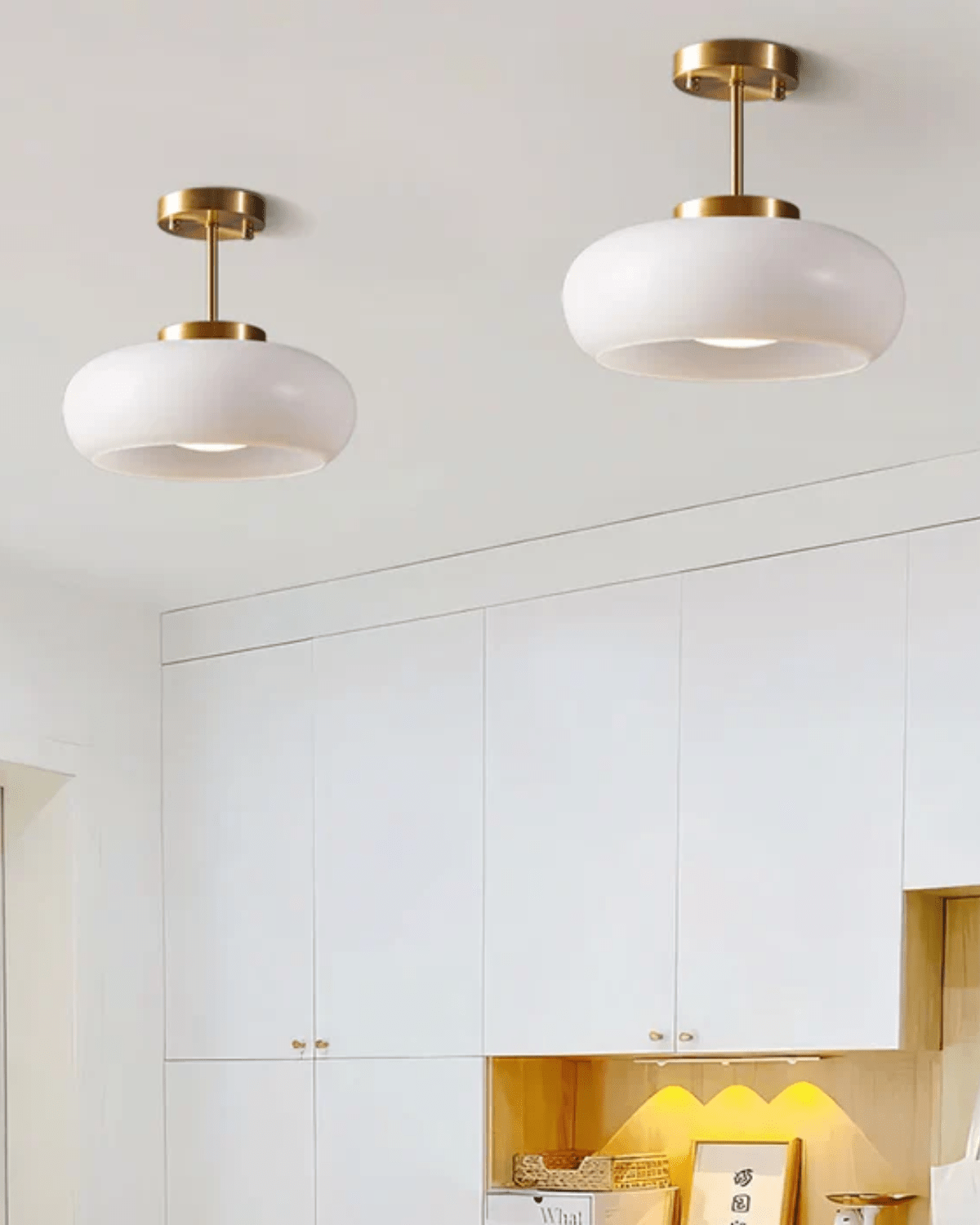 Hanglamp Glas Goud 40cm E27 Amber Wit Modern Design