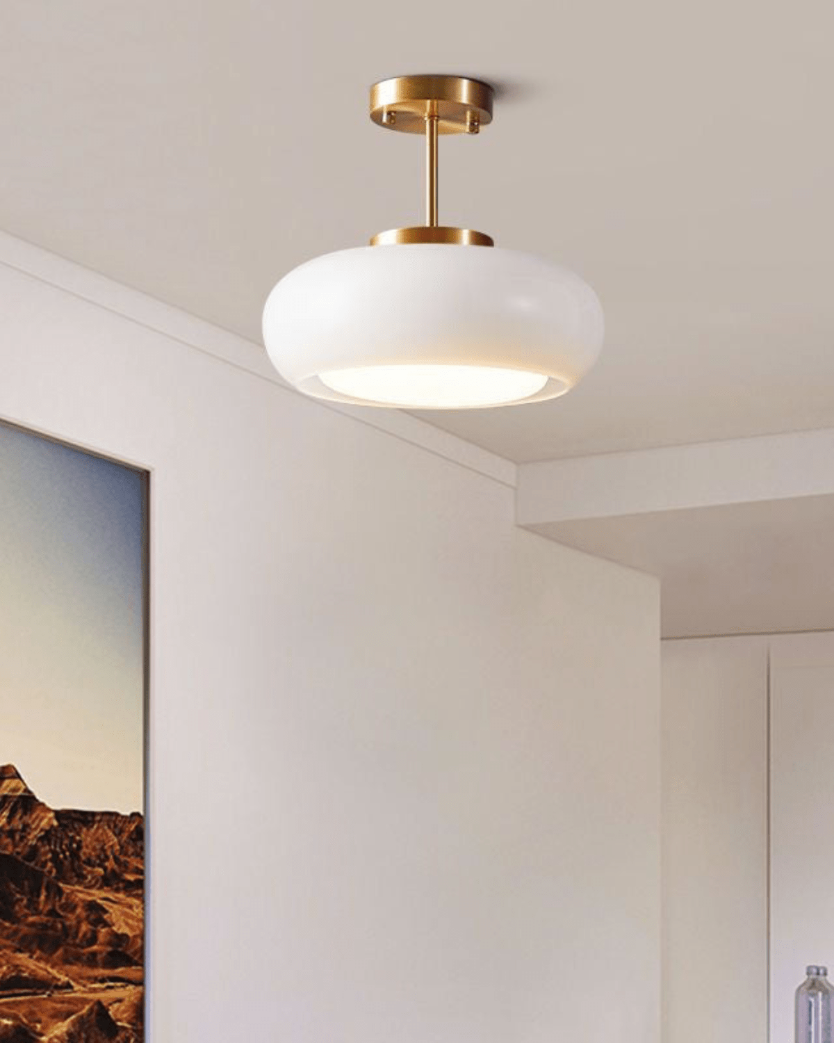 Hanglamp Glas Goud 40cm E27 Amber Wit Modern Design