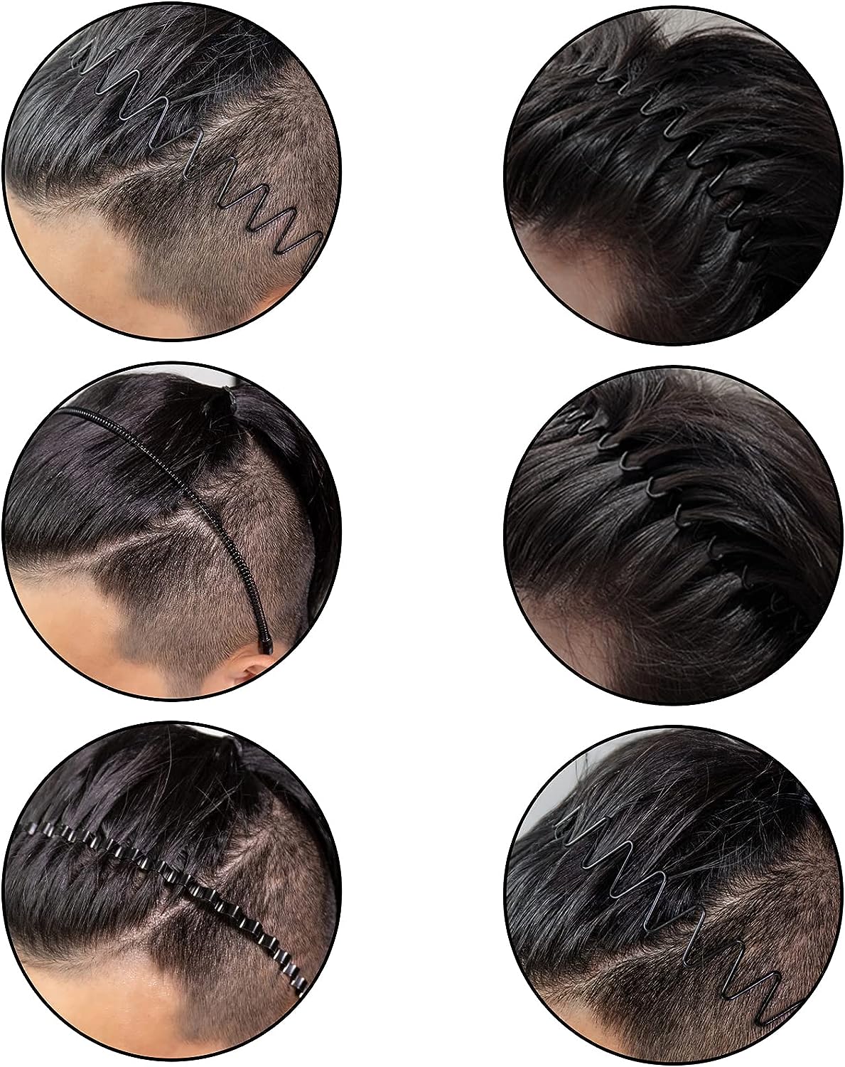 Metalen Haarband voor Heren - Gegolfde en Zigzag Styling - Comfortabel en Duurzaam - Set van 6 Stuks