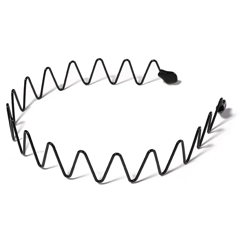 Metalen Haarband voor Heren - Gegolfde en Zigzag Styling - Comfortabel en Duurzaam - Set van 6 Stuks