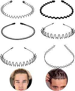 Metalen Haarband voor Heren - Gegolfde en Zigzag Styling - Comfortabel en Duurzaam - Set van 6 Stuks