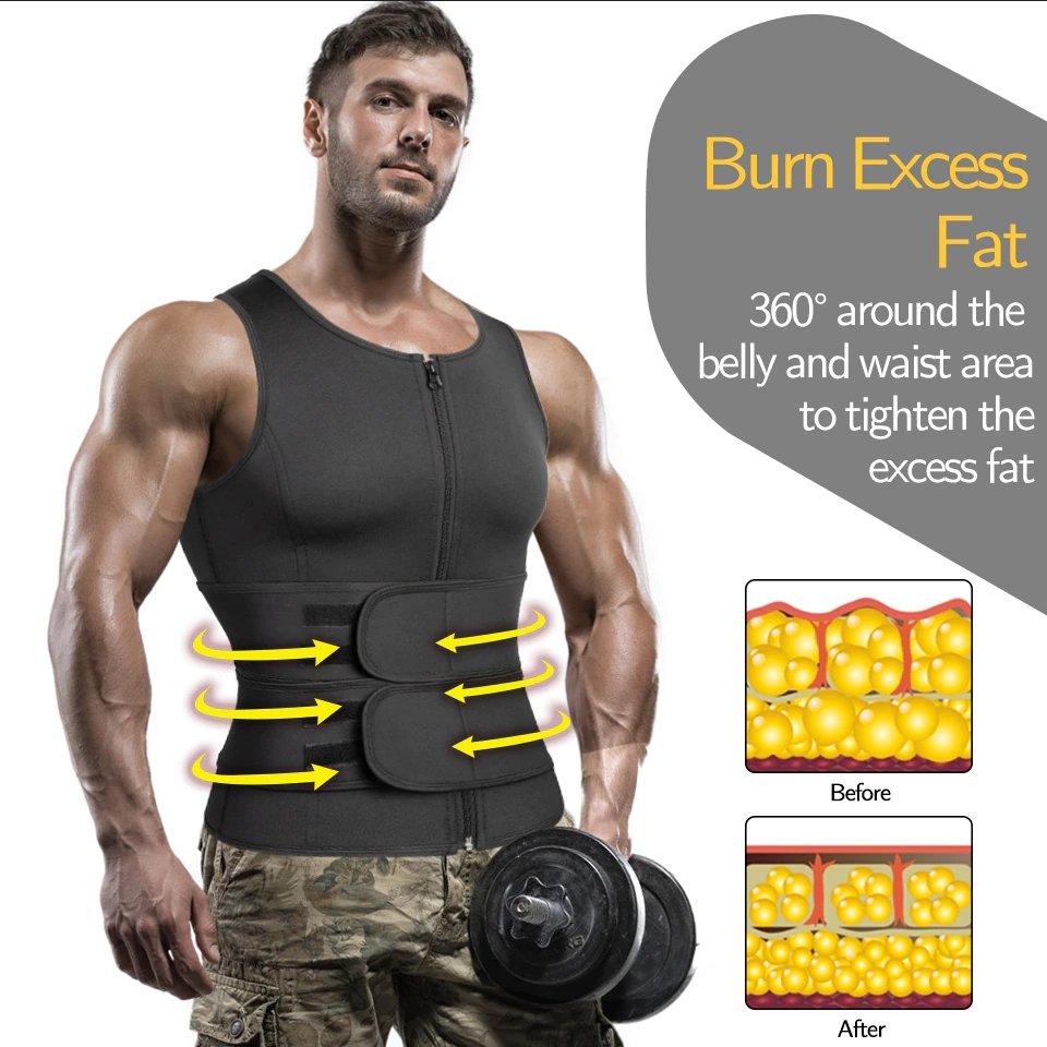 Neopreen Sauna Sportvest Heren Zwart Compressie Thermoregulatie Training Fitness Gym Workout Zweten Shaping