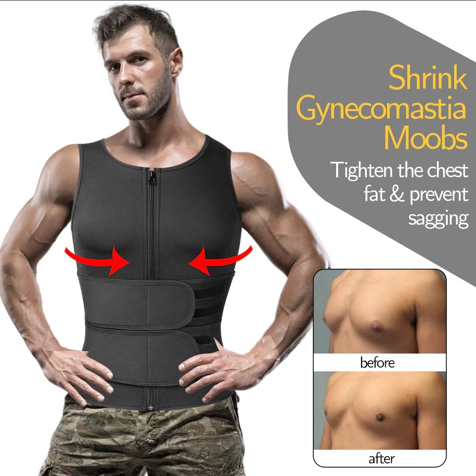 Neopreen Sauna Sportvest Heren Zwart Compressie Thermoregulatie Training Fitness Gym Workout Zweten Shaping