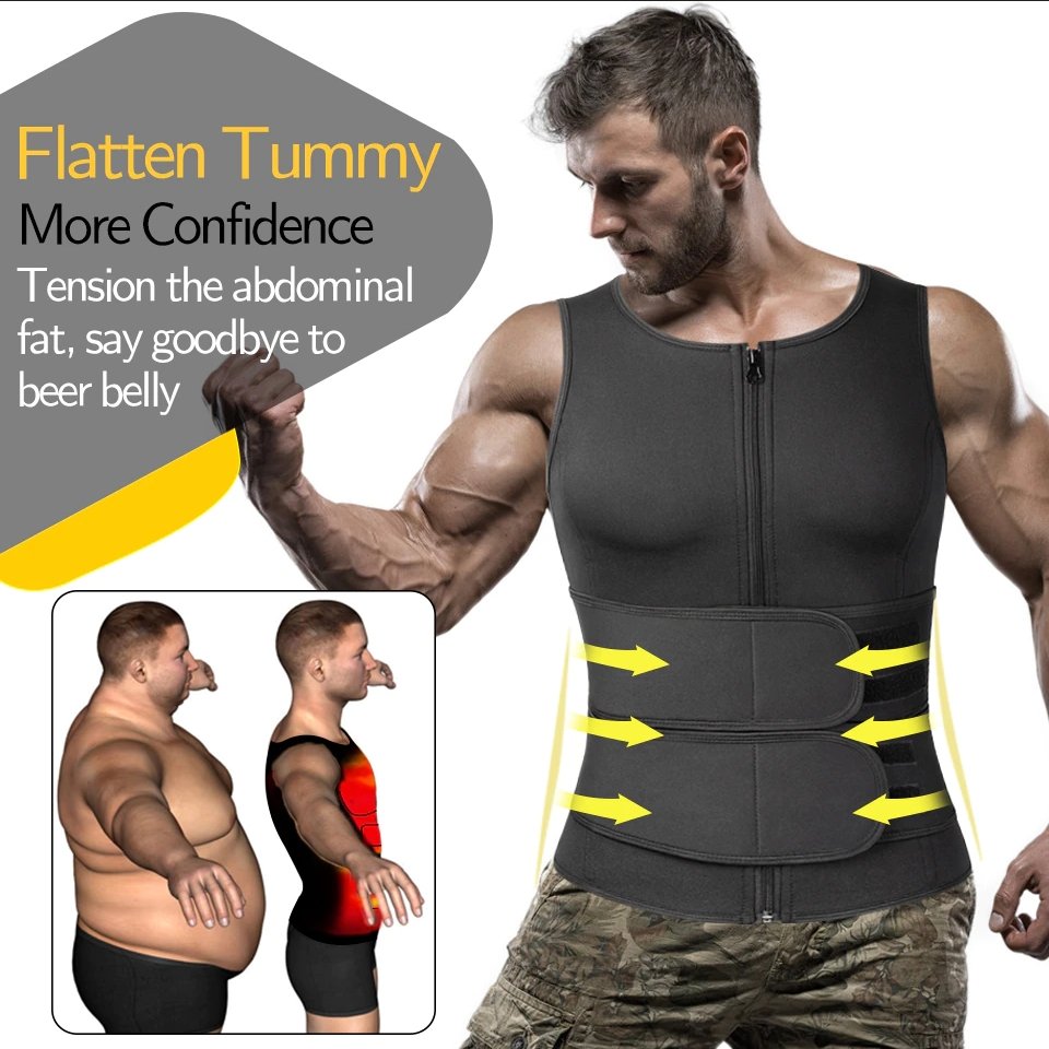 Neopreen Sauna Sportvest Heren Zwart Compressie Thermoregulatie Training Fitness Gym Workout Zweten Shaping