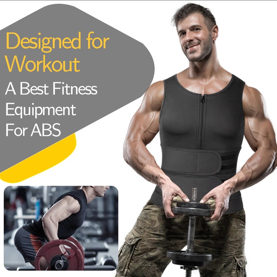 Neopreen Sauna Sportvest Heren Zwart Compressie Thermoregulatie Training Fitness Gym Workout Zweten Shaping