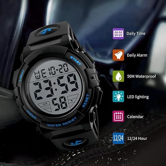 Digitaal Sporthorloge voor Heren - Waterdicht LED-Display met Militaire Afwerking