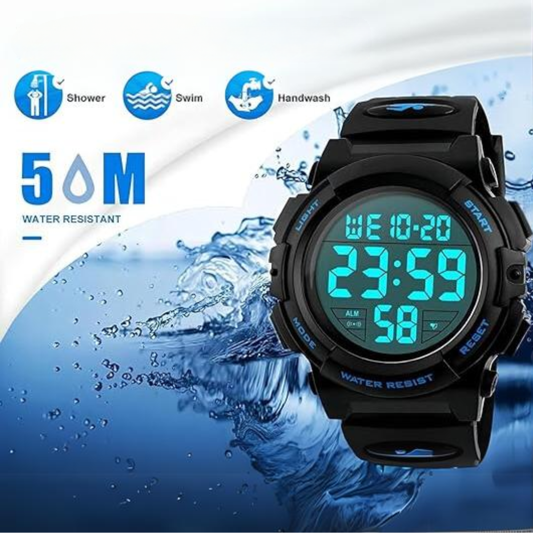 Digitaal Sporthorloge voor Heren - Waterdicht LED-Display met Militaire Afwerking