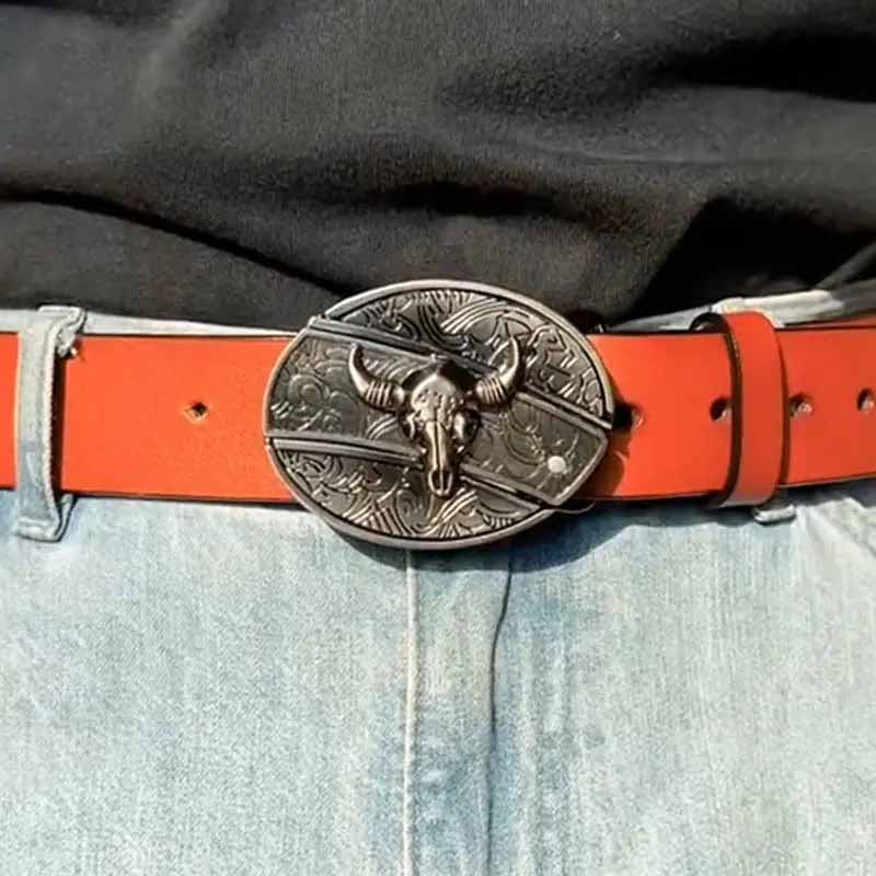 Metalen Gesp Cowboy Riemgesp Ovaal Design Western Style Accessoire voor Heren Riem Vintage Look Casual
