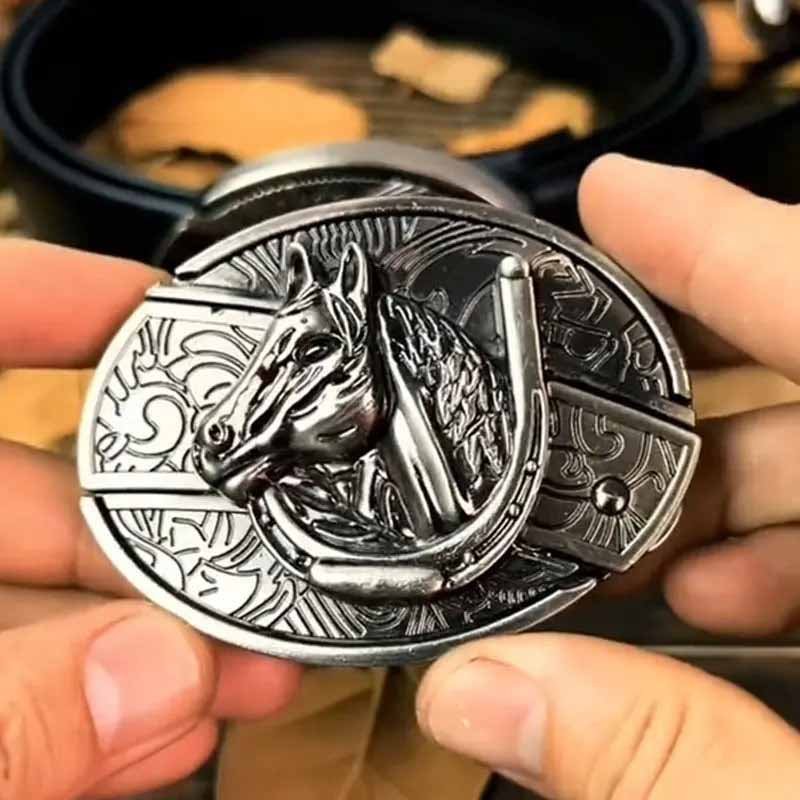 Metalen Gesp Cowboy Riemgesp Ovaal Design Western Style Accessoire voor Heren Riem Vintage Look Casual