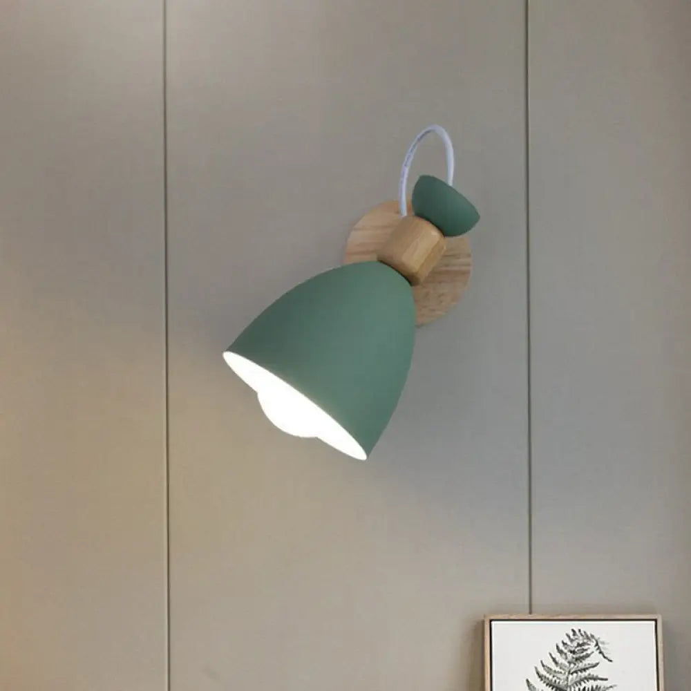 Verstelbare Wandlamp Hout en Metaal Kinderkamer Wit Grijs Groen E26 E27 Fitting Draaibare Kap Sfeervol