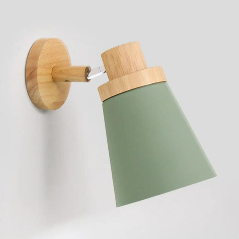 Verstelbare Wandlamp Hout en Metaal Kinderkamer Wit Grijs Groen E26 E27 Fitting Draaibare Kap Sfeervol