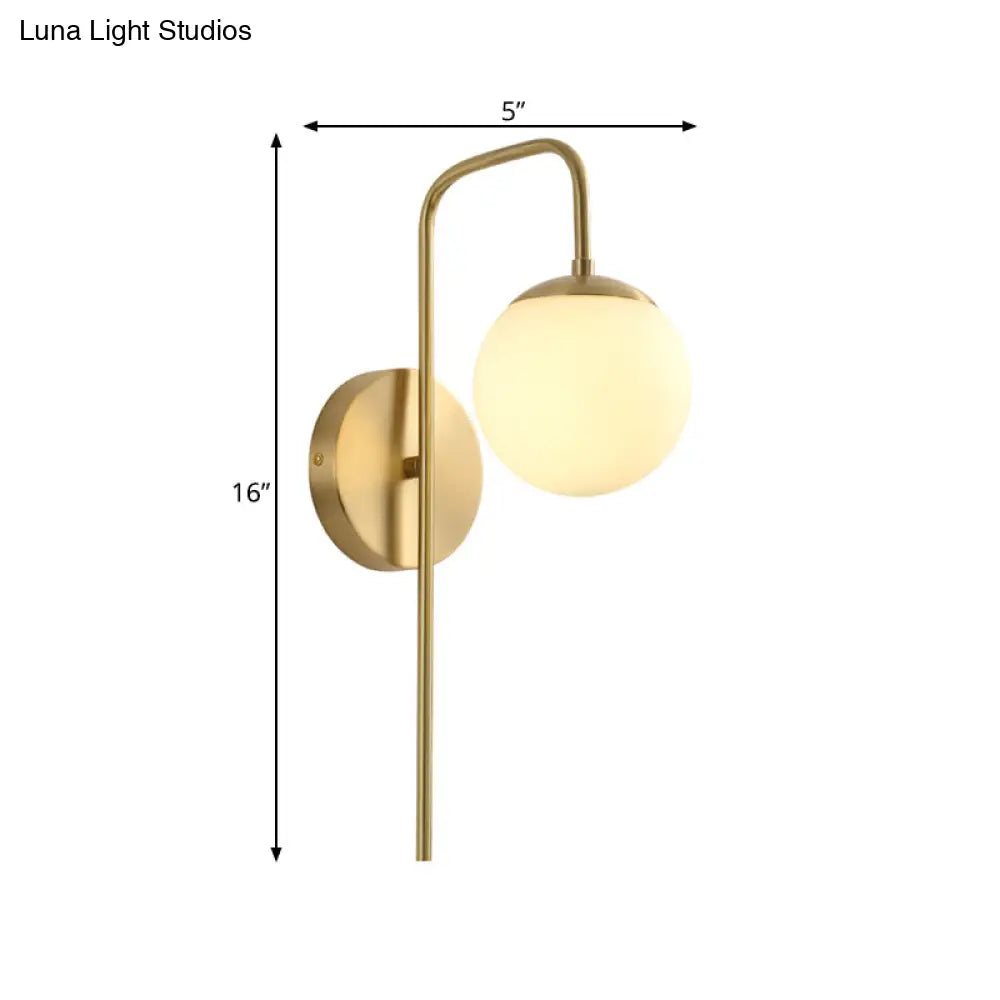 Wandlamp Bol Matglas met Gouden Zwanenhals - Moderne Wandverlichting voor Slaapkamer Hal en Woonkamer
