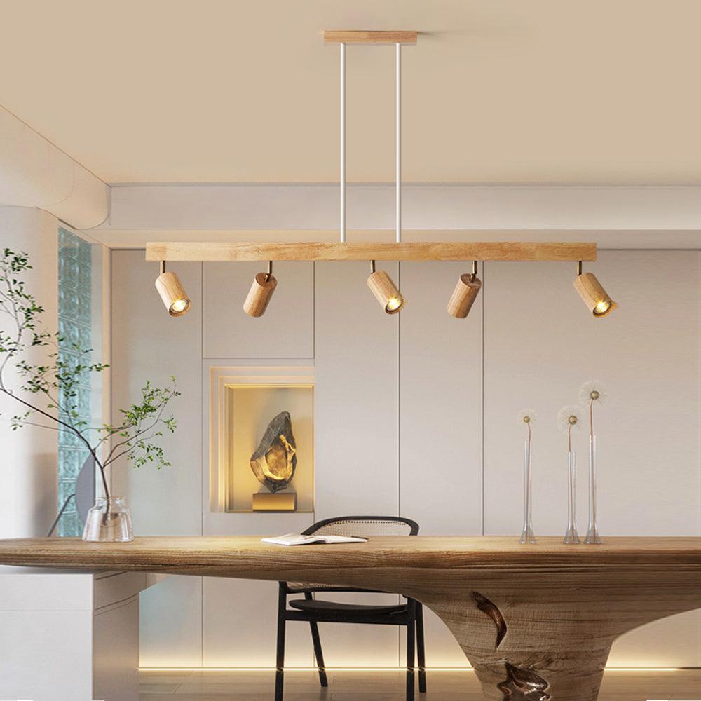 Modulaire Houten Plafondlamp met Verstelbaar Licht - Scandinavisch Design