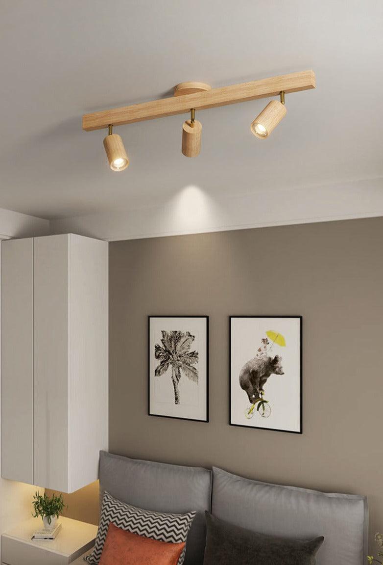 Modulaire Houten Plafondlamp met Verstelbaar Licht - Scandinavisch Design