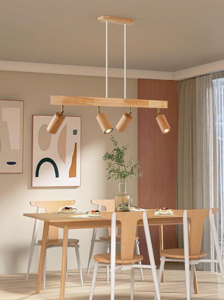 Modulaire Houten Plafondlamp met Verstelbaar Licht - Scandinavisch Design
