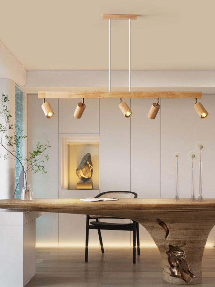 Modulaire Houten Plafondlamp met Verstelbaar Licht - Scandinavisch Design