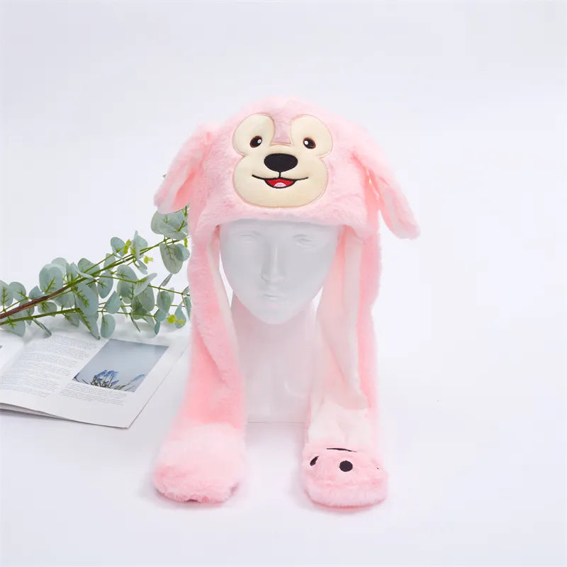 Pluche Muts met Bewegende Oortjes voor Kinderen en Volwassenen - Zachte Knuffelmuts met Springmechanisme