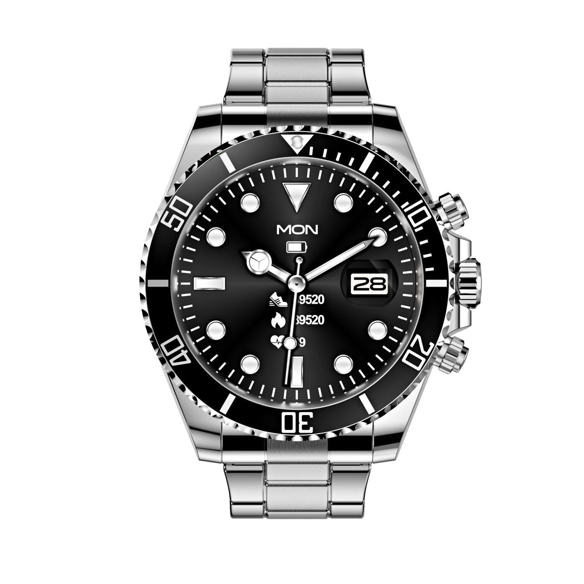 Multifunctioneel Heren Smartwatch met Bluetooth Gespreksfunctie - Roestvrijstalen Band met Draaibare Bezel - Hartslagmeting & Fitnesstracking