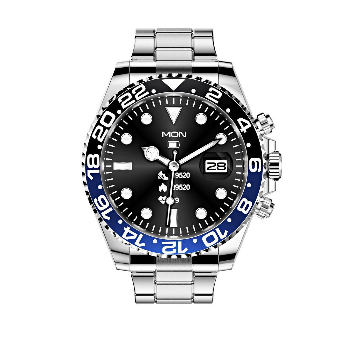 Multifunctioneel Heren Smartwatch met Bluetooth Gespreksfunctie - Roestvrijstalen Band met Draaibare Bezel - Hartslagmeting & Fitnesstracking