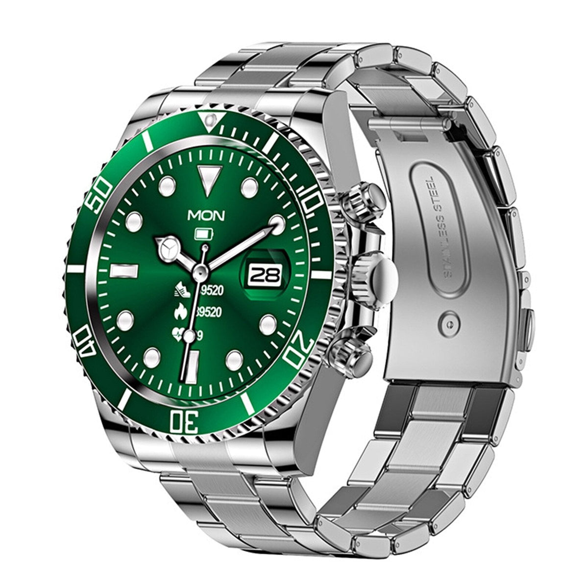 Multifunctioneel Heren Smartwatch met Bluetooth Gespreksfunctie - Roestvrijstalen Band met Draaibare Bezel - Hartslagmeting & Fitnesstracking