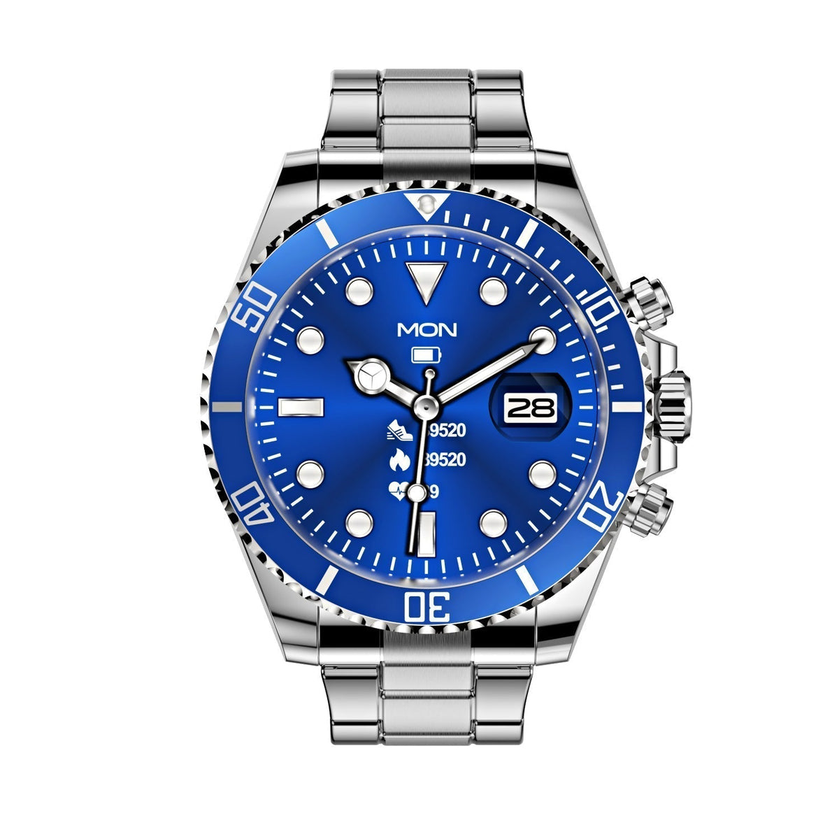 Multifunctioneel Heren Smartwatch met Bluetooth Gespreksfunctie - Roestvrijstalen Band met Draaibare Bezel - Hartslagmeting & Fitnesstracking