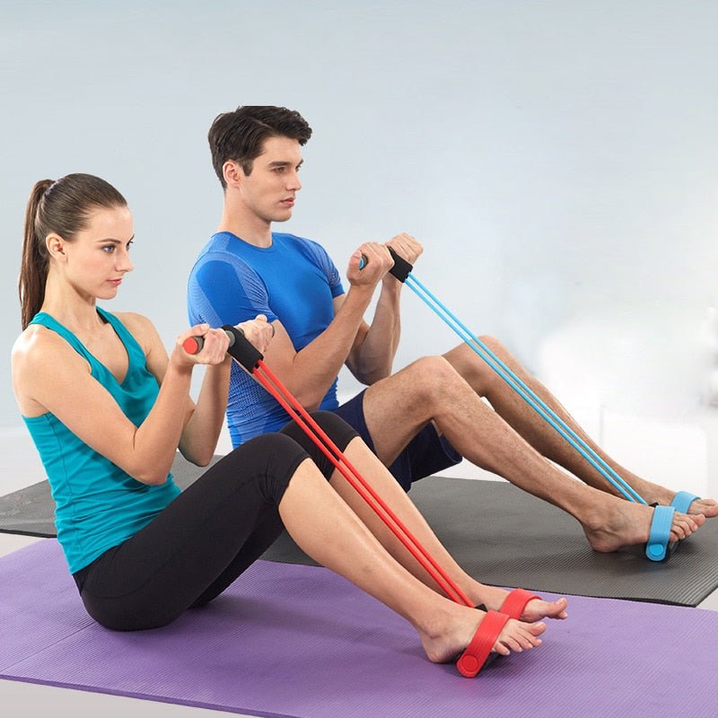 Multifunctionele Weerstandsband met Voetsteunen voor Fitness Thuis Training Krachttraining Volledig Lichaam