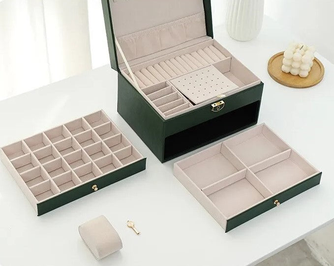 Luxe Sieradendoos met Meerdere Lagen - Elegante Opbergbox voor Sieraden